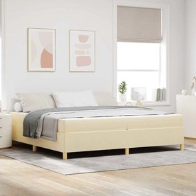 Boxrugós ágy matracmal Fehér és krém 200 x 200 cm szövet