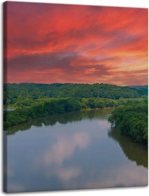 Vászonkép Rózsaszín ég Nap Folyó Természet 30x40 cm