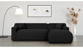 Fekete kordbársony sarokkanapé (jobb oldali-heverő résszel) Martin – Ropez