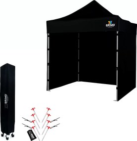 Gemini povedal Pop-up pavilon 2x2 m acél | Profi háttér Felállítva 45 mp alatt. - plusz 3 oldalfal - Fekete