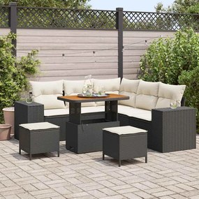 Kerti Kanapé Szett 8 pcs Fekete és Krém 90 x 55 x 71 cm