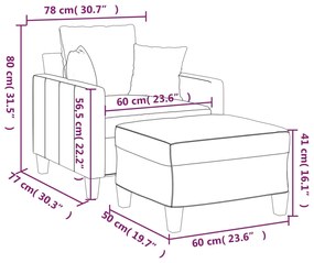 vidaXL barna szövet kanapéfotel lábtartóval 60 cm
