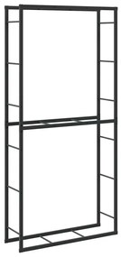 tűzifa állvány Fekete 100x30x209 cm Acél