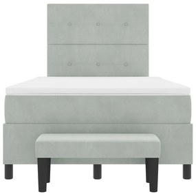 Box spring ágy matraccal és paddal, világosszürke, 120x190 cm, bársony