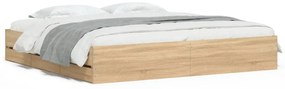 sonoma tölgyszínű szerelt fa ágykeret 200 x 200 cm