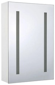 Fehér És Ezüst Fali Fürdőszoba Szekrény LED Tükörrel 40 x 60 cm CAMERON Beliani