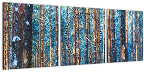 Kép - téli erdő (órával) (90x30 cm)