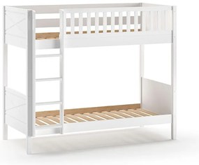 Fehér emeletes borovi fenyő gyerekágy tárolóhellyel 90x200 cm SCOTT – Vipack