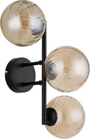 Globo 56146W Fali lámpa, fekete matt fém, borostyánszínű üveggolyók, HxSzxM: 360x280x250mm, 3x G9 LED 4W 230V izzók nélkül