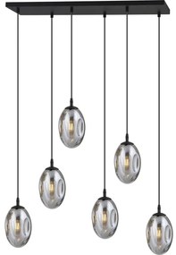 Csillár zsinóron ASTRAL 6xE14/10W/230V fekete/füstös