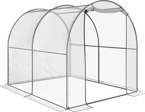Outsunny Kert Tunnellakó Üvegház, Erkélyi Üvegház Növények és Zöldségek Számára PVC Borítással, Feltekerhető Ajtóval és Acél Vázszerkezettel, 2x2.5x2m