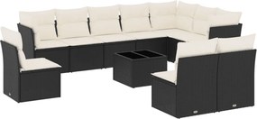 vidaXL 11 részes fekete polyrattan kerti ülőgarnitúra párnákkal