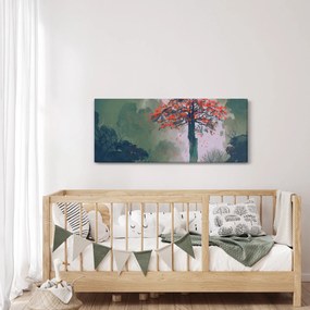 Egy magányos vörös fa képe (120x50 cm)