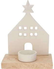 Templom csillaggal dekoratív gyertyatartófehér, 15 x 16 x 8 cm