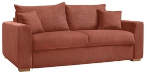 Téglavörös kordbársony kinyitható kanapé 225 cm Augustin – Bobochic Paris
