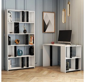 PC asztal polccal Limba (fehér + fekete). 1088389