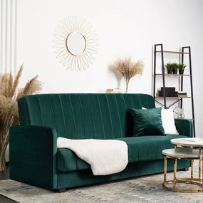 Zestaw 2x Sofa Rozkładana PORTO Zielona Welurowa