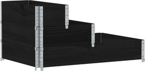 vidaXL 3 szintes fekete tömör fenyőfa magaságyás 120 x 80 cm