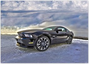 Poszterek 70x50 Ford Mustang a hóban Autó Klasszikus Made in Usa