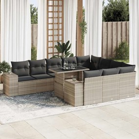 vidaXL 11 részes világosszürke polyrattan kerti ülőgarnitúra párnákkal