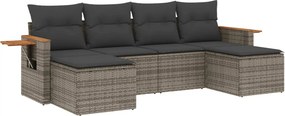 vidaXL 6 részes szürke polyrattan kerti ülőgarnitúra párnákkal
