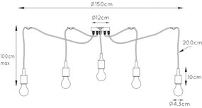 Lucide 08408/05/30 - Csillár zsinóron FIX MULTIPLE 5xE27/60W/230V pók