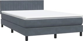 vidaXL sötétszürke bársony rugós ágy matraccal 140x220 cm