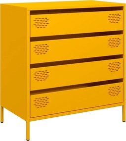 vidaXL mustársárga hidegen hengerelt acél tálalószekrény 68x39x73,5 cm