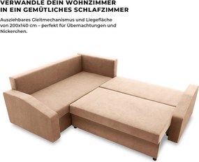 Grande Plus sarokkanapé, baloldali, szövet anyag, barna