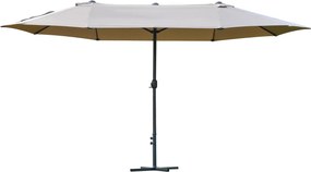 Outsunny XXL Kerti Napernyő Keresztalappal, Nagy Méret 4.6L x 2.7W x 2.4H m, Forgókarral Nyitható és Zárható Acél Magas Sűrűségű Poliészter Kávé | Aos