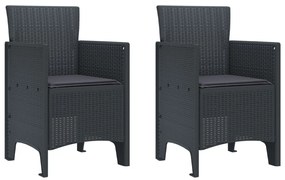 3 Részes Kerti Étkező Garnitúra Párnákkal Antracit Polirattan