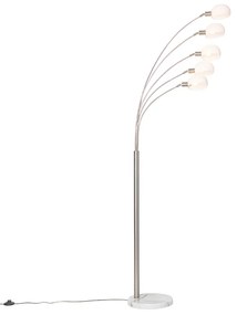 Design állólámpa acél opálüveggel 5 lámpás - Hatvanas évek Marmo