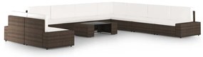 vidaXL 10 részes barna polyrattan kerti ülőgarnitúra párnákkal