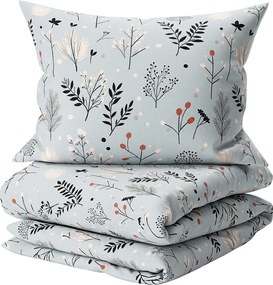 Flanel ágyneműhuzat FROST BOTANIC világosszürke Ágyneműhuzat mérete: 2 db 70 x 90 cm | 200 x 220 cm