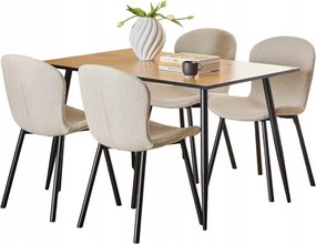 Téglalap alakú asztal vad tölgy színben 4 szék bézs szövettel kárpitozva