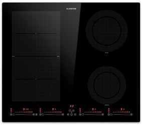 Klarstein Masterzone 60 Hibrid, Indukciós főzőlap, beépített, max. 9600 W, 4 Flex zóna, ThermoBoost technológia, Smart Flex
