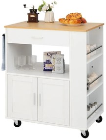 Gurulós tálalókocsi oldalán 3 fűszertartóval