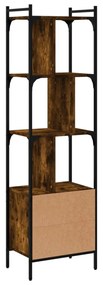 füstös tölgy szerelt fa könyvespolc ajtóval 44,5x30x154,5 cm