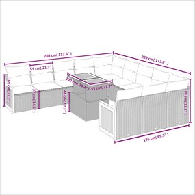 11 részes bézs polyrattan kerti ülőgarnitúra párnákkal