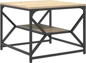 vidaXL Dohányzóasztal Sonoma tölgy 51 x 50 x 40 cm Műszaki fa és acél