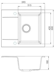 ALVEUS 1149116 - Mosogató GEM 59x50 cm gránit/fekete