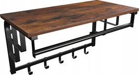 Fali akasztó kabátakasztó 5 akasztóval rusztikus barna-fekete