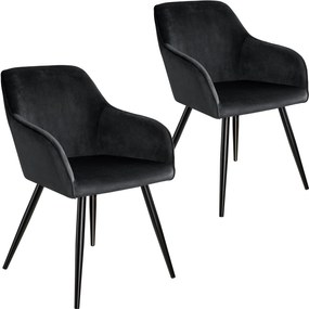 tectake 404050 2 marilyn bársony kinézetű szék, fekete színű - fekete