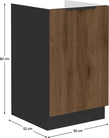 Mosogató szekrény, okapi dió/fekete, MENZO 50 ZL 1F BB