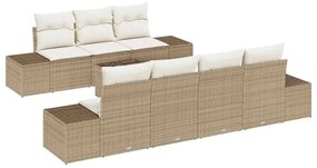 vidaXL Kerti Kanapé Szett párnával 8 pcs Beige és krém polirattan