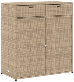 vidaXL bézs polyrattan kerti tárolószekrény 105 x 55 x 113 cm