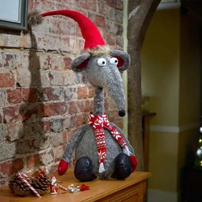 Karácsonyi Tat a patkány ülő figura 84 cm &#8211; szürke