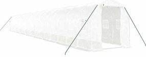 vidaXL fehér acélvázas melegház 36 m² 18 x 2 x 2 m