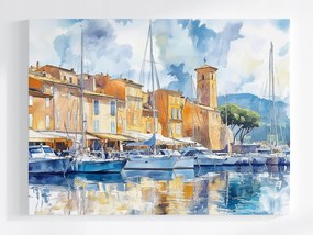Poszter Azúrkék Tengerpart Saint Tropez Marina Jachtok 100x75