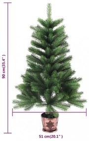 zöld műkarácsonyfa élethű tűlevelekkel 90 cm